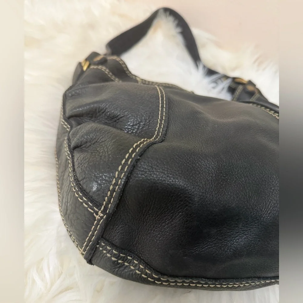 Lucky Brand Black Hobo Bag with Gold Accents
